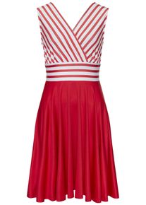 Sommerkleid Lascana, Damen, Gr. 36, N-Gr, wei&szlig; (wei&szlig;, rot gestreift), Single Jersey, Obermaterial: 95% Polyester, 5% Elasthan, gestreift, unifarben, figurumspielend kniefrei, tiefer V-Ausschnitt, Kleider Sommerkleid, in Wickeloptik, Strandkleid, maritim, Topseller