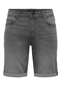 Only & Sons Shorts ONLY & SONS "ONSPLY PIM DNM SHORTS", Damen, Gr. XXL, N-Gr, medium grau denim, Web, Obermaterial: 65% Baumwolle, 18% Polyester, 15% Viskose, 2% Elasthan, unifarben, regular fit, Hosen Shorts