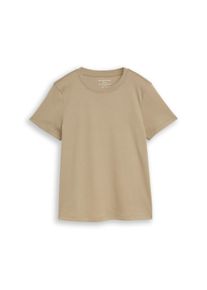 T-Shirt Tom Tailor, Damen, Gr. XS, silber olive, Single Jersey, Obermaterial: 100% Baumwolle, unifarben, regular fit normal, Rundhals, gerader Abschluss, Shirts T-Shirt