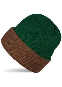Strickm&uuml;tze styleBREAKER "Wende Feinstrick Beanie doppelt gestrickt", Damen, gr&uuml;n (dunkelgr&uuml;n, braun), Obermaterial: 80% Viskose CV. 20% Polyacryl PAN., Modisch, M&uuml;tzen Strickm&uuml;tze