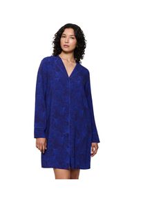 Nachthemd Triumph "Boyfriend Fit NDW 03", Damen, Gr. 40, N-Gr, blau (dunkelblau), Single Jersey, Obermaterial: 100% Viskose, bedruckt, unifarben, bequem kniefrei, tiefer V-Ausschnitt, Kleider Nachthemd, bequem und stilvoll