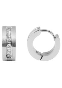 Adelia&acute;s Paar Creolen ADELIA&acute;S "Damen Ohrringe &iquest; Creole aus Edelstahl mit Strass Steinchen", silber, Ohrringe, Damen, Edelstahl, Paar Creolen