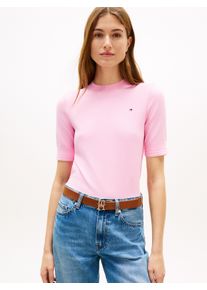 Kurzarmpullover Tommy Hilfiger "CO JERSEY FINE GG C-NK SS SWT", Damen, Gr. XS (34), rose petal, Feinstrick, Obermaterial: 67% Baumwolle, 33% Polyamid, unifarben, regular fit normal, Rundhals, eingesetzt gerader Abschluss, Pullover Kurzarmpullover, Baumwollmischung, Regular Fit