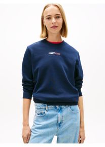 Sweatshirt Tommy Jeans "TJW REG ESS LOGO 2 CREW EXT", Damen, Gr. L (40), schwarz night navy, Sweatware, Obermaterial: 100% Baumwolle, unifarben, Rundhals, Sweatshirts Sweatshirt