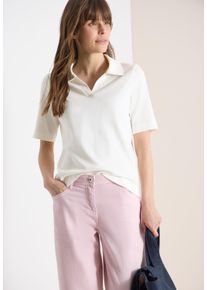 Poloshirt Cecil, Herren, Gr. XS (36), vanillewei&szlig;, Jersey, Obermaterial: 100% Baumwolle, unifarben, regular fit normal, ohne Ausschnitt, Shirts Poloshirt, mit seitlichen Schlitzen im Saum