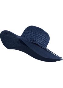 Sonnenhut styleBREAKER "Gro&szlig;er Sonnenhut mit Hutband und Schleife Strohhut", Herren, blau (dunkelblau), Obermaterial: 80% Papierstroh PAS. 20% Polyester PES., H&uuml;te Sonnenhut