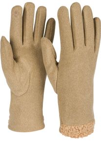 Fleecehandschuhe styleBREAKER "Touchscreen Handschuhe Teddyfell", Damen, braun (camel), Obermaterial: 50% Viskose CV. 50% Polyester PES., Modisch, Handschuhe Fleecehandschuhe