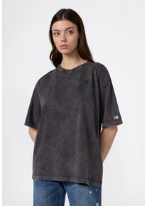 T-Shirt Champion "ICONS WASH Oversize T-Shirt", Damen, Gr. XS, chr, Obermaterial: 100% Baumwolle, normal, Rundhals, Shirts T-Shirt, Kurzarm, f&uuml;r sportliche Aktivit&auml;ten und Freizeit, Rundhalsausschnitt