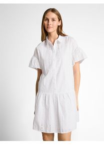 Hemdblusenkleid Tom Tailor Denim, Damen, Gr. XL, N-Gr, wei&szlig;, Web, Obermaterial: 100% Baumwolle. Futter: 100% Viskose, unifarben, normal, Rundhals, Trompeten&auml;rmel, Kleider Hemdblusenkleid, Sommerkleid mit H&auml;kel-Details