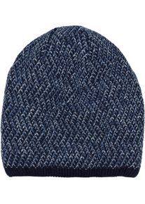 Strickm&uuml;tze styleBREAKER "Strick Beanie M&uuml;tze Dreieck Bunt mit Thermo-Fleece", Damen, blau (dunkelblau, blau), 75% Polyacryl PAN. 15% Polyamid PA. 10% Wolle WO., Modisch, M&uuml;tzen Strickm&uuml;tze