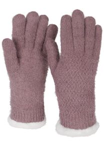 Strickhandschuhe styleBREAKER "Strickhandschuhe mit Reiskornmuster und Fleece", Damen, rosa (mauve), Modisch, Handschuhe Strickhandschuhe