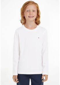 Langarmshirt Tommy Hilfiger "BOYS BASIC CN KNIT L/S", Jungen, Gr. 3/98, wei&szlig;, Obermaterial: 100% Baumwolle, Basic schmal, Rundhals, Shirts Langarmshirt, f&uuml;r Jungen