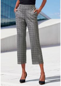 Culotte Lascana, Damen, Gr. 44/46, N-Gr, blau (grau kariert), Obermaterial: 59% Polyester, 35% Viskose, 6% Elasthan, Jacquardmuster, kariert, Basic, 7/8-L&auml;nge, Hosen Culotte, mit Jacquard Strickmuster oder uni schwarz