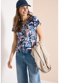 T-Shirt Cecil, Damen, Gr. XS (36), universal blau, Jersey, Obermaterial: 50% Baumwolle, 50% Modal, bedruckt, regular fit normal, Rundhals, Shirts T-Shirt, mit All-Over Print