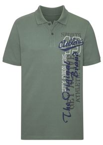 Poloshirt John Devin, Herren, Gr. S (44/46), salbei, Piqu&eacute;, Obermaterial: 100% Baumwolle, regular fit normal, Rundhals, Rippb&uuml;ndchen, Shirts Poloshirt, mit gro&szlig;em Druck vorn aus Baumwoll-Piqu&eacute;