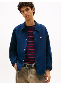 Hemdjacke Tommy Jeans "TJM SPORT OVERSHIRT", Damen, Gr. XXL, schwarz night navy, Web, Obermaterial: 65% Baumwolle, 35% Polyester, regular fit normal, Rundhals, eingesetzt elastischer Bund, Jacken Hemdjacke, Regular fit mit Knopfleiste