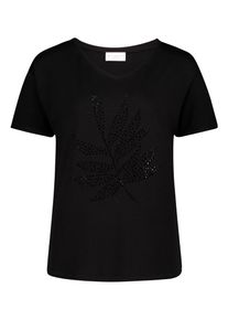 Rundhalsshirt Betty Barclay "Casual-Shirt mit V-Ausschnitt", Damen, Gr. 48, schwarz, Obermaterial: 92% Viskose CV. 8% Elasthan EL., Shirts Rundhalsshirt