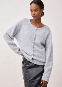 bonprix Strickjacke aus w&auml;rmendem Alpaka-Mix, grau, Gr.40/42 (M), elegante Strickjacke mit Alpakawolle