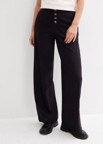 bonprix Lange Palazzo-Hose mit Leinen, schwarz, Gr.48, Stylische Palazzo-Hose mit Leinen, aus Leinen,Viskose