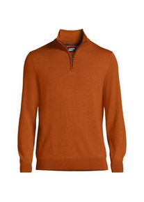 LANDS' END Merino-Pullover mit Rei&szlig;verschluss, Herren,  Orange, by Lands' End
