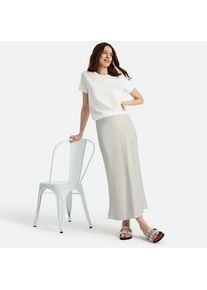 LANDS' END Satin-Midirock im Schr&auml;gschnitt, Damen,  Grau, Kunstseide/Viskose/Viskose-Mischung, by Lands' End