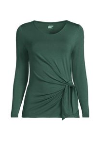LANDS' END Langarmshirt mit Knotendetail aus Baumwolle/Modal-Mix, Damen,  Gr&uuml;n, Elasthan/Baumwoll-Mischung, by Lands' End