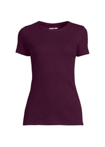 LANDS' END Feinripp-Shirt mit Rundhalsausschnitt und kurzen &Auml;rmeln, Damen,  Lila, Baumwolle/Elasthan, by Lands' End