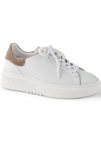 LANDS' END Plateau-Sneakers aus Leder, Damen,  Wei&szlig;, Leder, by Lands' End