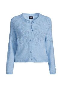 LANDS' END Cardigan mit Ajourstrick, Damen,  Blau, Polyacryl/Woll-Mischung/Polyester-Mischung, by Lands' End