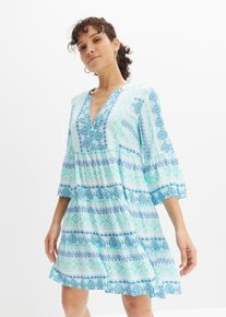 bonprix Tunika-Kleid aus flie&szlig;ender Viskose, blau, Gr.48, Modernes Kleid im Tunika-Stil mit ausgestelltem Rockteil, aus Viskose