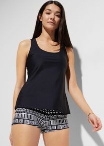 bonprix Tankini (3-tlg. Set) mit Bustier-Bikinioberteil, schwarz, Gr.54, Dreiteiliger Tankini im coolen Kontrast-Look