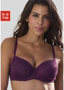 Schalen-BH Lascana "Luciana", Damen, Gr. 80, Cup E, lila (aubergine), Spitze, Obermaterial: 89% Polyamid, 11% Elasthan, BHs Schalen-BH, aus zarter Spitze, Dessous