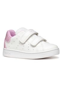 Sneaker Geox "B ECLYPER GIRL", M&auml;dchen, Gr. 23, pink (wei&szlig;, pink), Synthetik, Textil, Glitzer, Schuhe Sneaker, Retro Sneaker, Klettschuh mit bunt glitzerndem Ferseneinsatz