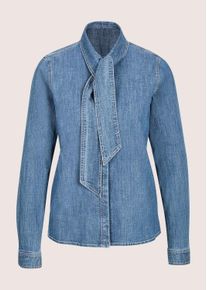 Madeleine Mode Langarmbluse MADELEINE "Jeansbluse Schlupfbluse mit Schluppe", Damen, Gr. 44, blau, Obermaterial: 98% Baumwolle CO. 2% Elasthan EL., Modern, tailliert, Blusen Langarmbluse, Hemdkragen mit angschnittener Schluppe