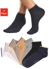 H.I.S. Kurzsocken H.I.S, Damen, Gr. 43-46, 1x schwarz, 1x grau meliert, 1x marine, 1x camel, 1x safran, 1x beige, 1x wei&szlig;, Baumwollmischung, unifarben, elastisch, Socken Kurzsocken, in sch&ouml;ner Farbpackung