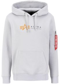 Kapuzensweatshirt Alpha Industries "Alpha Label Hoody", Herren, Gr. L, grau (pastel grau), angeraute Sweatware, Obermaterial: 100% Baumwolle, bedruckt, regular fit h&uuml;ftbedeckend, Rundhals, Rippb&uuml;ndchen, Sweatshirts Kapuzensweatshirt