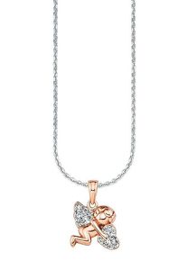 Kette mit Anh&auml;nger Amor "Schutzengel mit Herz", rosa (silberfarben, ros&eacute;goldfarben), Halsketten, Damen, Silber 925 (Sterlingsilber), L: 42, Kette mit Anh&auml;nger, mit Zirkonia (synth.)