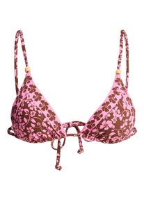 Triangel-Bikini-Top Roxy "Kerlina Tiki Tri", Damen, Gr. S, Cup B, tiramisu kerlina border, Obermaterial: 87% Nylon, 13% Elasthan;, Bikini-Oberteile Triangel-Bikini-Top