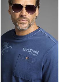 MAN'S WORLD T-Shirt MAN'S WORLD, Herren, Gr. 3XL (64/66), blau (marine), Single Jersey, Obermaterial: 100% Baumwolle, bedruckt, normal, Rundhals, Shirts T-Shirt, mit Kontrastn&auml;hten und funktionaler Brusttasche