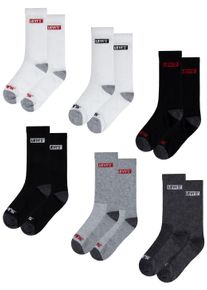 Socken LEVI'S KIDS "LHN BOX TAB HIGH CUT 6PK", M&auml;dchen, Gr. 4 (23,5/26,5), grau (dkgrau htr), Materialmix, elastisch, Socken Socken, UNISEX