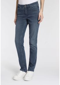 Stretch-Jeans MAC "Melanie", Damen, Gr. 34, L&auml;nge 32, blau (ashblau authentic), Denim/Jeans, Obermaterial: 70% Baumwolle, 17% Polyester, 11% Lyocell, 2% Elasthan, figurbetont lang, Jeans Stretch-Jeans, Gerade geschnitten