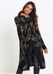 bonprix Strickmantel, schwarz, Gr.36/38 (S), Maxi-Strickmantel mit Druckknopfverschluss