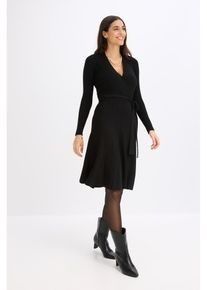 bonprix Strickkleid aus Viskose-Mix, schwarz, Gr.32/34 (XS), Modernes Strickkleid mit G&uuml;rtel