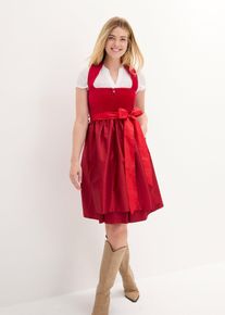 bonprix Dirndl mit Samt-Mieder und Satin-Sch&uuml;rze (2-tlg.Set), rot, Gr.50, traditionelles Dirndl mit hochwertigen Samtmieder und changierender Sch&uuml;rze. Der Rock ist mit einem angenehmen Baumwollfutter ausgestattet., aus Samt