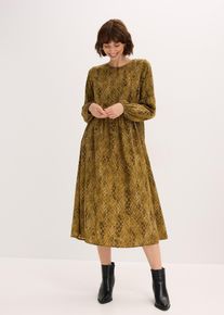 bonprix Midikleid aus flie&szlig;endem Satin, gr&uuml;n, Gr.52, Satinkleid mit Volumen&auml;rmel und leichter Taillierung