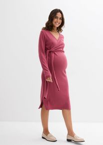 bonprix Wickelkleid f&uuml;r die Schwangerschaft und danach aus reiner Baumwolle, lila, Gr.48/50 (XL), Lang&auml;rmeliges Midikleid aus weichem Baumwollstrick, 100% Baumwolle (organic)