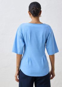 bonprix Shirt aus Baumwoll-Mix, blau, Gr.40/42 (M), Ideal f&uuml;r den Fr&uuml;hling! Modernes Shirt aus Premium Baumwoll-Mix, 76% Baumwolle (organic)