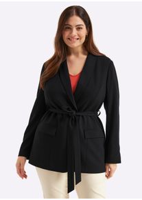 sheego Gro&szlig;e Gr&ouml;&szlig;en Shirtblazer mit Bindeg&uuml;rtel, schwarz, Gr&ouml;&szlig;e 52 - Damen