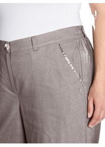 sheego Gro&szlig;e Gr&ouml;&szlig;en Leinenhose mit Pailletten an den Taschen, dunkeltaupe, Gr&ouml;&szlig;e 54 - Damen