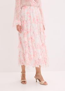 bonprix Maxirock aus leichtem Chiffon, wei&szlig;, Gr.54, modischer Maxirock